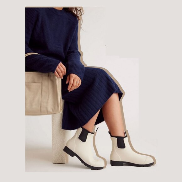 Quince Waterproof Ankle Rain Boots Stone Cream Chelsea Style Sz 8 New With Tags - Picture 3 of 13